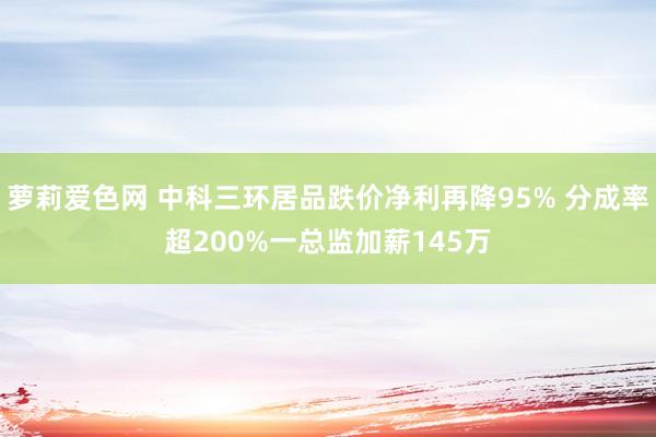 萝莉爱色网 中科三环居品跌价净利再降95% 分成率超200%一总监加薪145万