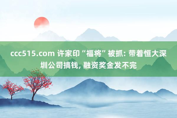 ccc515.com 许家印“福将”被抓: 带着恒大深圳公司搞钱, 融资奖金发不完
