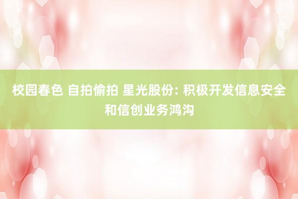 校园春色 自拍偷拍 星光股份: 积极开发信息安全和信创业务鸿沟