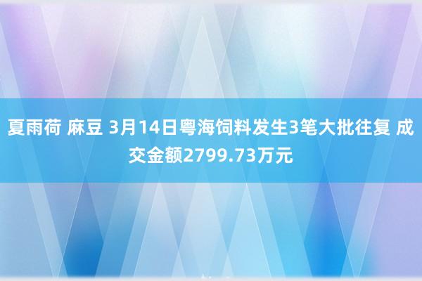 夏雨荷 麻豆 3月14日粤海饲料发生3笔大批往复 成交金额2799.73万元