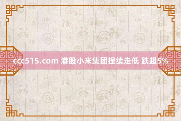 ccc515.com 港股小米集团捏续走低 跌超5%