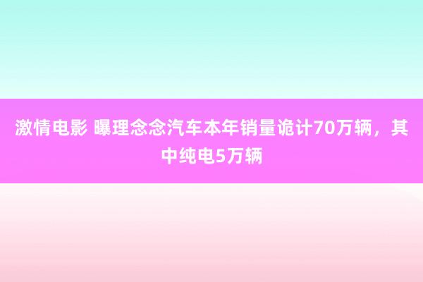激情电影 曝理念念汽车本年销量诡计70万辆，其中纯电5万辆