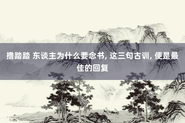 撸踏踏 东谈主为什么要念书, 这三句古训, 便是最佳的回复