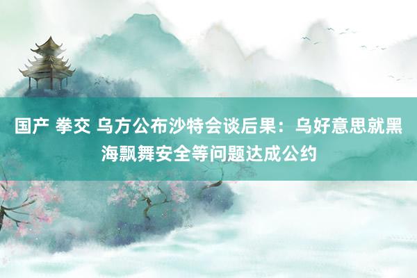 国产 拳交 乌方公布沙特会谈后果：乌好意思就黑海飘舞安全等问题达成公约